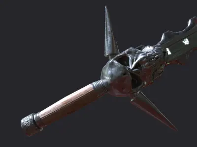 Fantasy Stylish Weapon- Skull Sword Low-poly 3D model