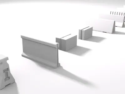 Construction Concrete Barrier Low-poly 3D model