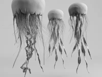 jellyfish with long tentacles 3D model