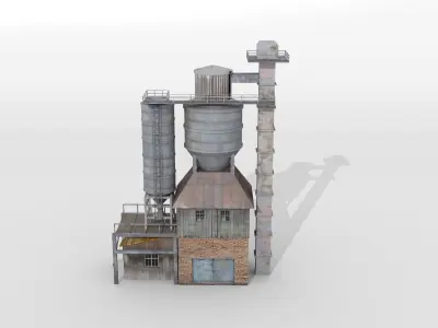 Old concrete mixing plant Low-poly 3D model