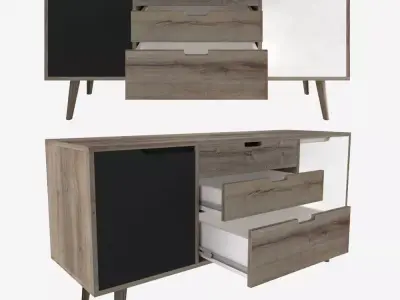console 2 modern sideboard with drawers Free 3D model