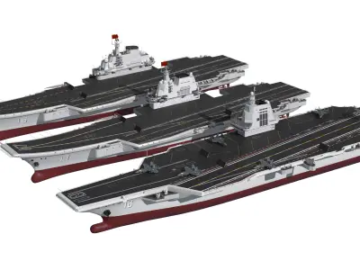 Chinese aircraft carriers CV16 CV17 CV18 with carrier-based 3D model
