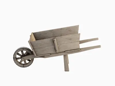 Medieval Wooden Cart 03 Low-poly 3D model