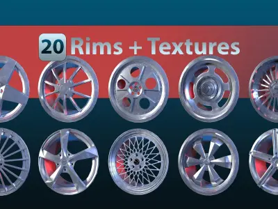 25 Rims And Tires  Vol-00 Game Ready Low-poly 3D model