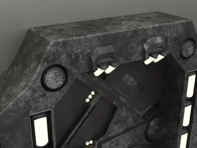 Sci-Fi Industrial Wall Panel - Futuristic Hard Surface Door  3D model
