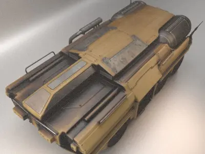 Amphibious Tank Rigged Low-poly 3D model