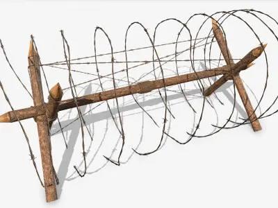 Barbed wire obstacles fences  3D model
