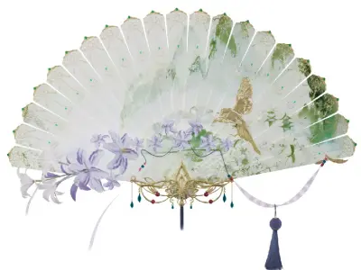 Rocking Wind Series Chinese Fan  Scene model included 3D model