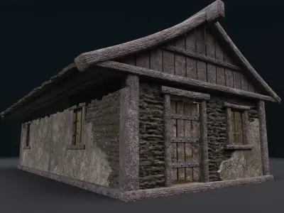 Realistic Medieval House Low-poly 3D model