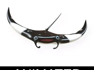 Giant Oceanic Manta ray Animated Fish  Low-poly 3D model
