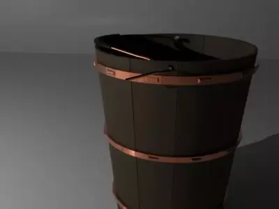 old wooden bucket Low-poly 3D model purchase