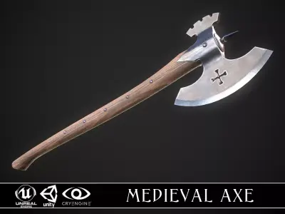 Medieval Axe 03 Low-poly 3D model