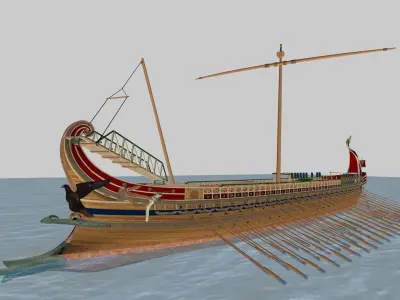Roman Trireme Battle Ship 3D model