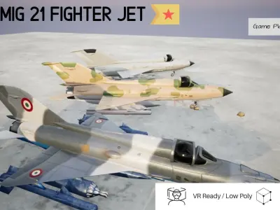 MiG 21 Pack of 5 Designs - Rigged and Animated  Low-poly 3D model