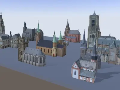 Churches very low-poly 3d models Low-poly 3D model
