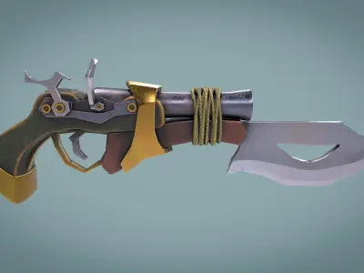 Pistol With Blade Low-poly 3D model