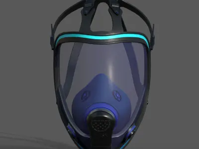Gas mask helmet 3d model military combat  Low-poly 3D model 5