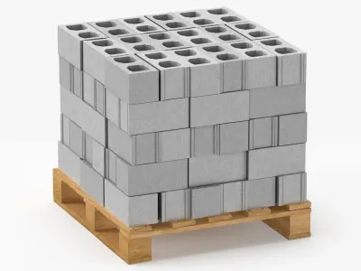 Cargo Cinder Blocks Unsecured and Secured 3D model
