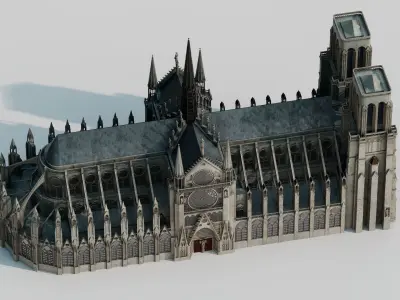 Notre-Dame de Paris Cathedral-UV-texture 3D model