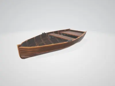 Stylized Wooden Boat Low-poly 3D model