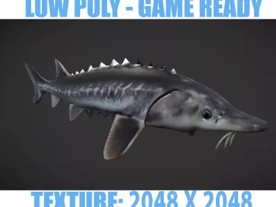 Shark fish with spikes Low-poly 3D model