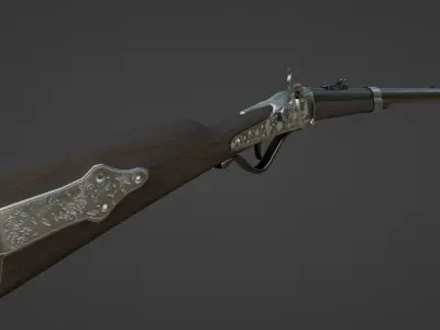 1862 Sharps Percussion Civil War Carbine Low-poly 3D model