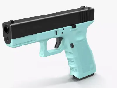 Glock 17 Blue Low-poly 3D model