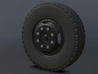 Complete set of wheels for Zil-130 truck Free low-poly 3D model