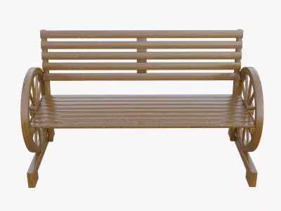 Rustic Brown Bench Low-poly 3D model