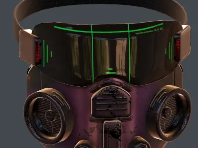 Gas mask helmet 3d model scifi Low-poly Low-poly 3D model