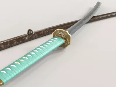 Praying Mantis Katana Low-poly 3D model