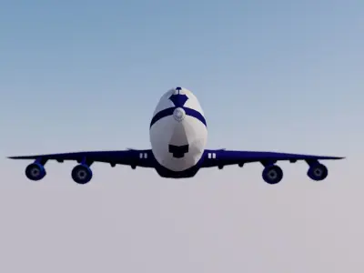 Airliner lowpoly airplane flying in sky Low-poly 3D model