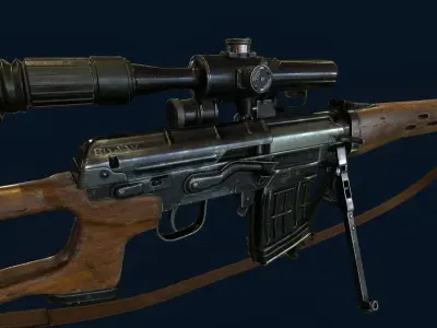 SVD - Dragunov Sniper Rifle  Low-poly 3D model