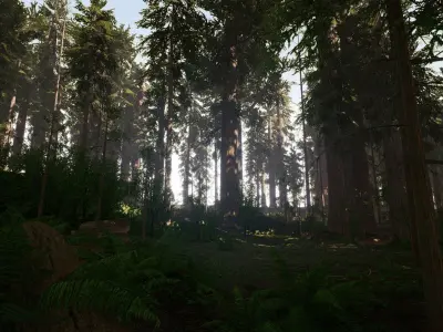 Redwood forest for game ready Low-poly 3D model