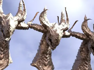 Horned Drake Head Sculpt 2 3D model