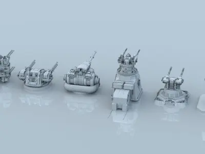 sci fi laser battery guns 3D model