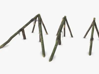 Log Ramps Obstacles WWII Low-poly 3D model