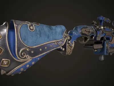 Steampunk Gun Low-poly 3D model