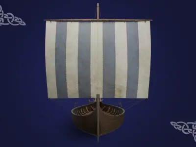 Gokstad ship Low-poly 3D model