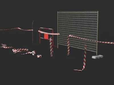 Construction Safety Elements Low-poly 3D model