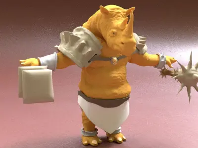 Cartoon Rhinoceros 3D model