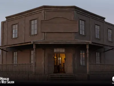 Modular - Wild West Saloon - All Formats Low-poly 3D model