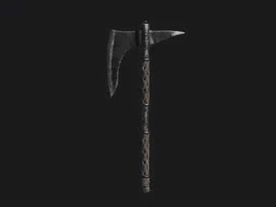 Simple battleaxe for your monster Free low-poly 3D model