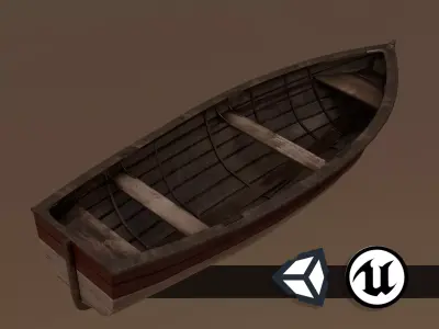 Painted Wooden Boat - PBR and Game Ready Low-poly 3D model