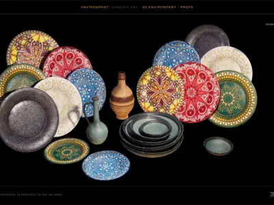 Street bazaar environment kit and props Unreal 5 realistic style Low-poly 3D model