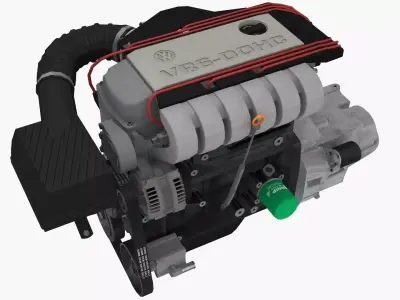  Volkswagen Corrado VR6 12v engine Low-poly 3D model