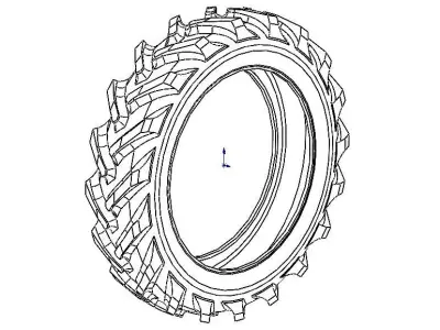 Field Road Rear Tractor Tires 3D model