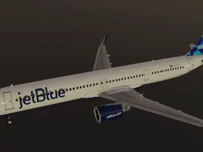Jetblue airbus a321neo 3d model with cockpit  Low-poly 3D model