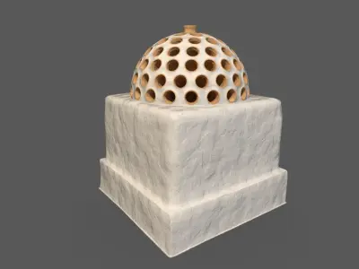 High medieval tiled stove Low-poly 3D model