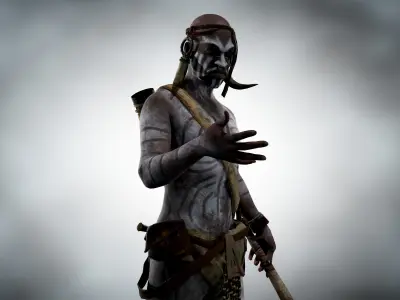 Native warrior Low-poly 3D model